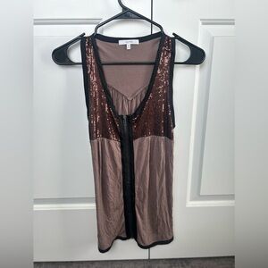 Mystree Brown & Black Sequin Tank Top – Size S